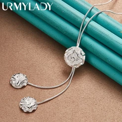 URMYLADY 925 Sterling Silver Charm Rose Flower Pendant Colar Para Mulheres Noivado Moda Festa De Casamento Cobra Corrente Joias