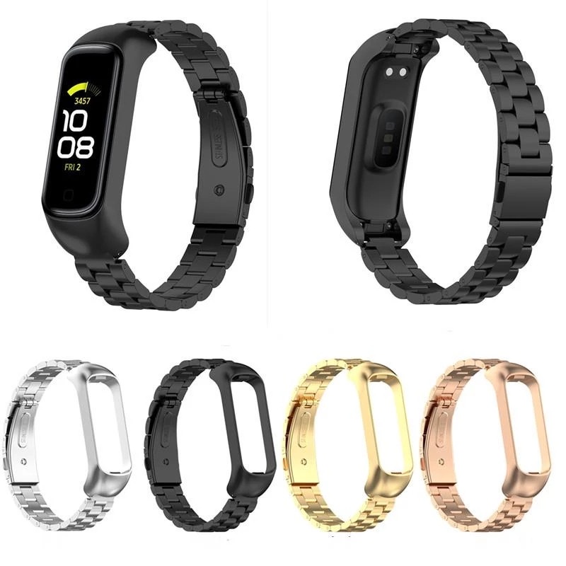 Pulseira De Aço Inoxidável Para Samsung Galaxy Fit 2 SM-R220/Substituição Smart Watch Fit2 R220 3 Fios De Metal Correa