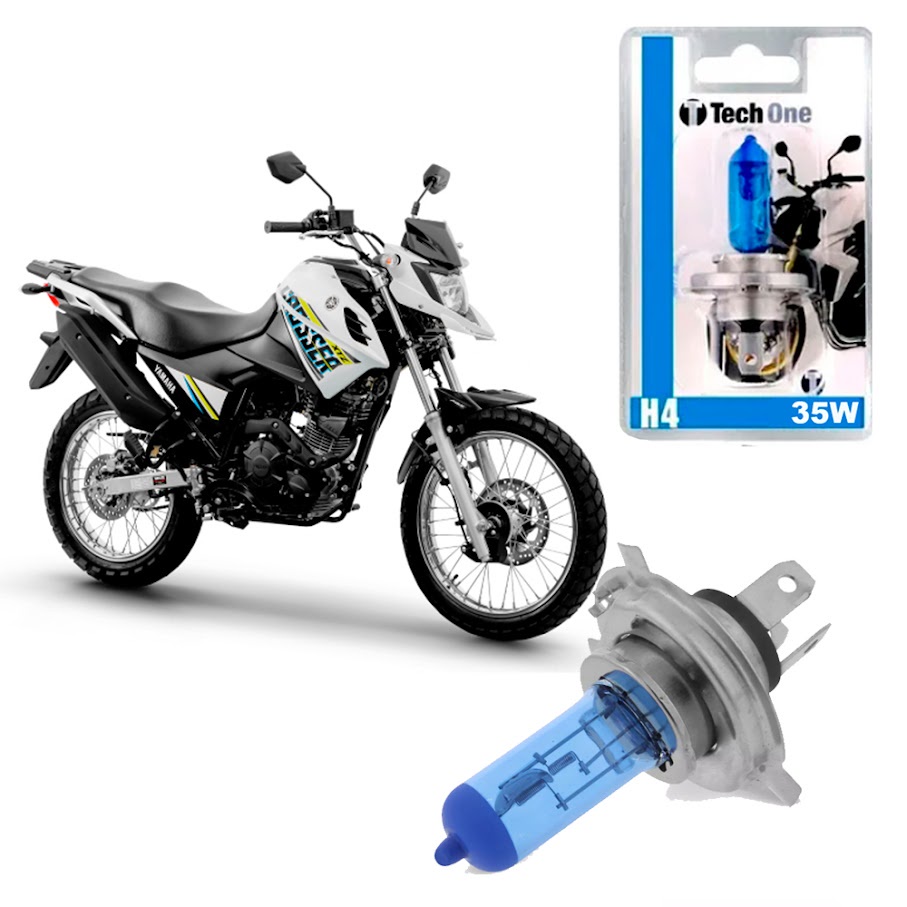 Lâmpada Para Moto Yamaha XTZ 150 Crosser Factor Super Branca H4 35w Efeito Xenon Tech One