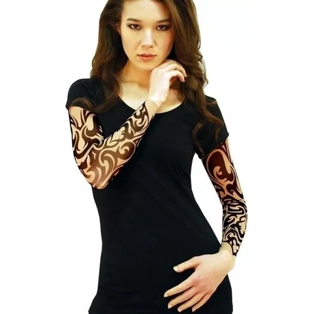 03 Pares De Manguito Manga Tattoo Femininas Tatuagem Falsa