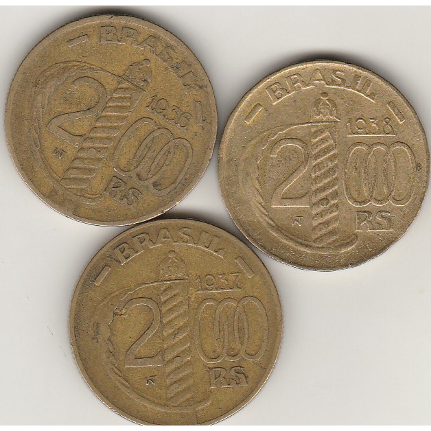 4 moedas de duque de caxias , 1936,1937, 1938 e 1938 serrilhada