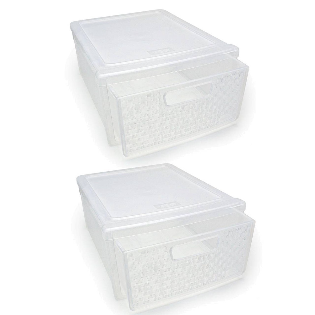 Kit 2 Gaveteiros Modular Empilhável Rattan Transparente em Oferta na Shopee