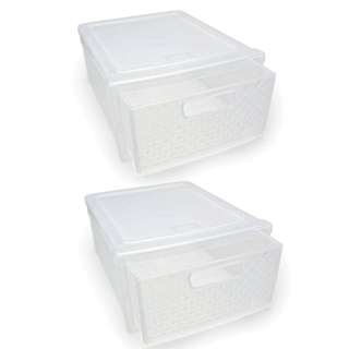 Kit 2 Gaveteiros Modular Empilhável Rattan Transparente em Oferta na Shopee