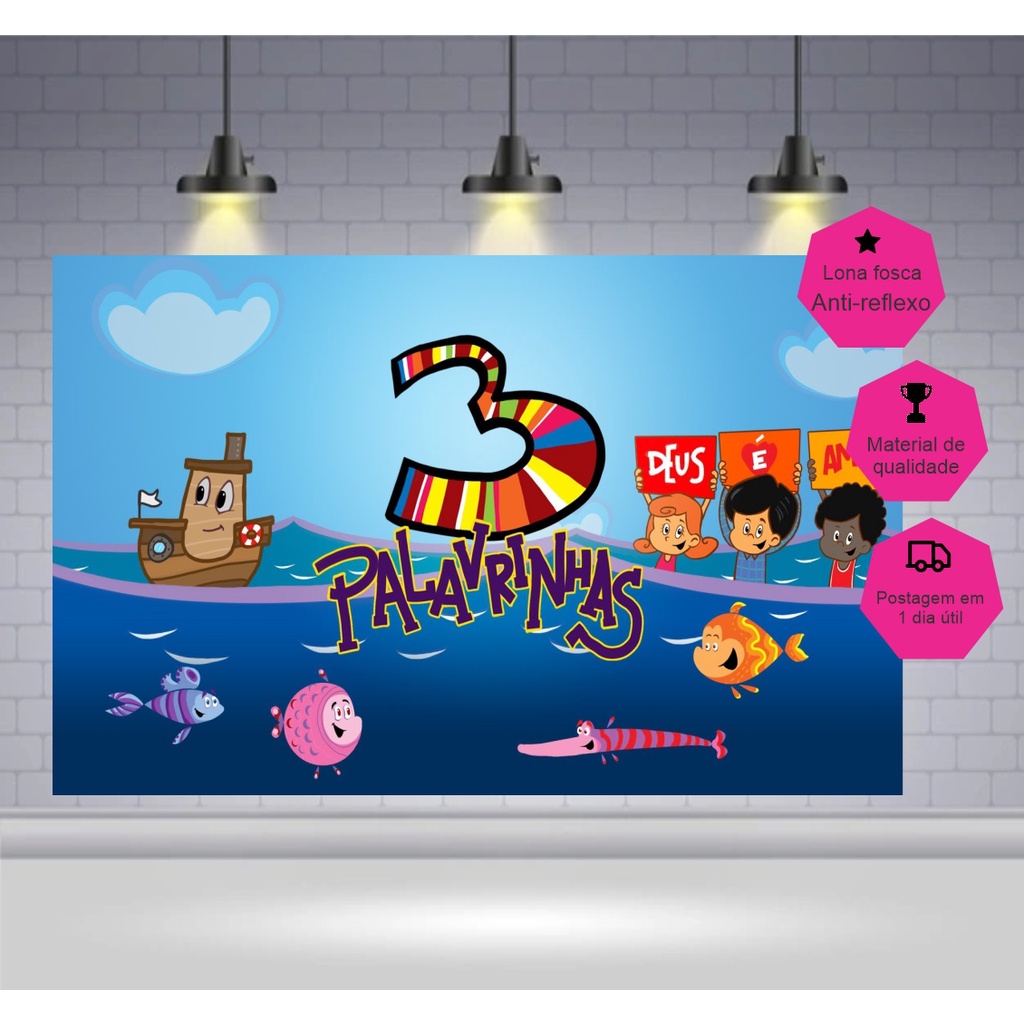 Painel Em Lona Quadrado Palavrinhas Decora O De Festas Mod Shopee Brasil