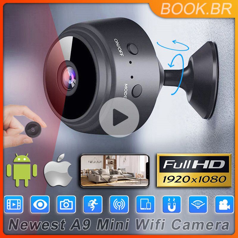 Hd 1080p Mini Micro Câmara Visão Visão Noturna Hd Mini Wifi Câmara Interior Visão Noturna Sem Fio Vigilância A9 | Book_br