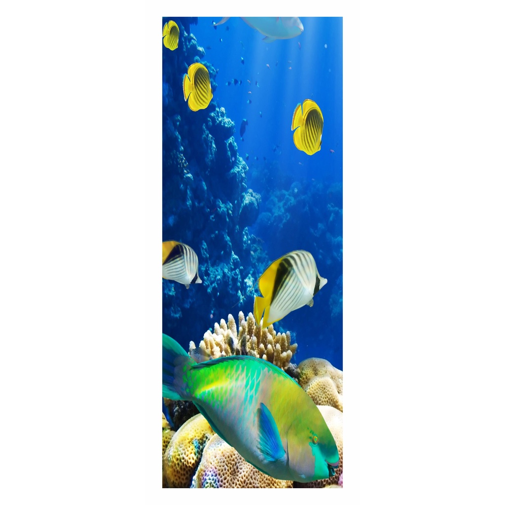 Adesivo Decorativo Para Porta Fundo Do Mar Corais Mod. 279