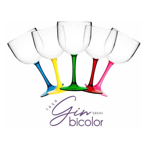 Kit 12 taças Gin bicolor acrílica 580ml várias cores em Oferta na Shopee