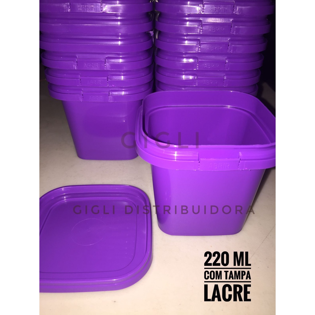 Pote 220 ML Quadrado com Tampa Lacre Atóxico