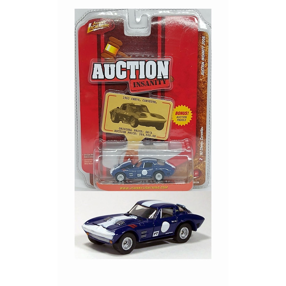 Chevrolet Chevy Corvette 1963 Johnny Lightning Auction Insanity escala 1/64 Edição Limitada