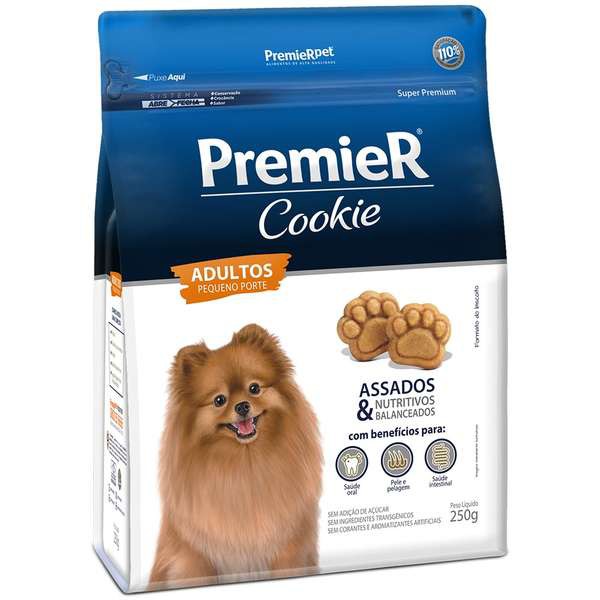 Kit 2 Biscoito Premier Pet Cookie para Cães Adultos Raças Pequenas 250g