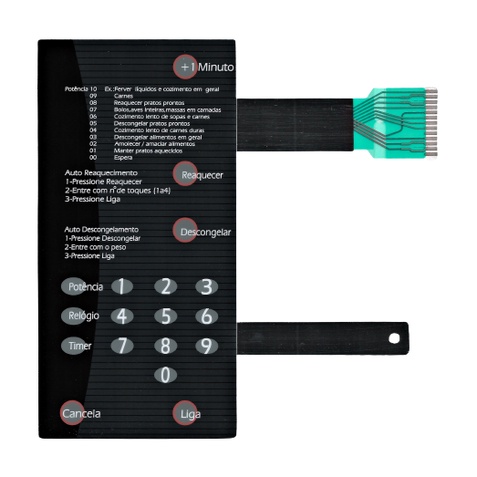 MEMBRANA TECLADO PARA MICROONDAS BRASTEMP BMP 31 SEM DOURAR PRETA 9.7X19.4 CM
