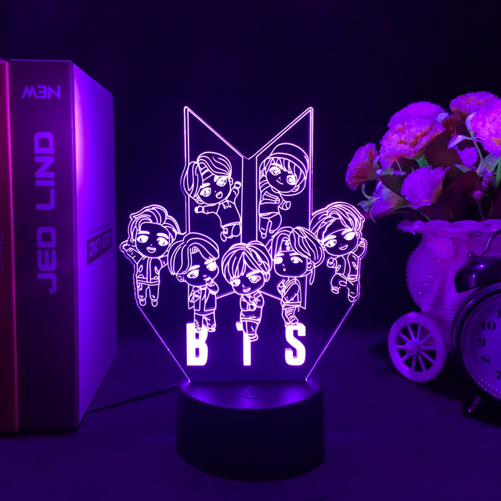 Kpop BTS Figure Luminária LED 3D Noturna Presente e Decoração