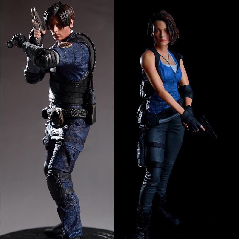 Resident Evil Biohazard RE : 3 Jill Valentine E Leon Scott Kennedy PVC  Estátua Coleção De Figuras Modelo Brinquedo 30cm - Escorrega o Preço