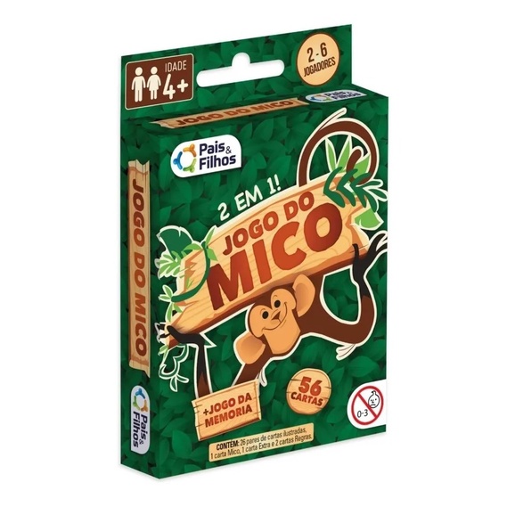 Jogo de Cartas do Mico + Jogo da Memoria - 2 em 1 - Pais & Filhos - Original Lacrado em Oferta na Shopee