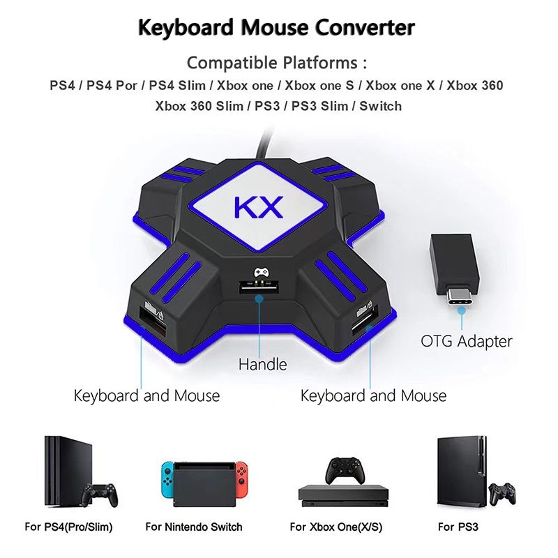Adaptador de teclado e mouse para jogo Darkwalker FO214 fps para