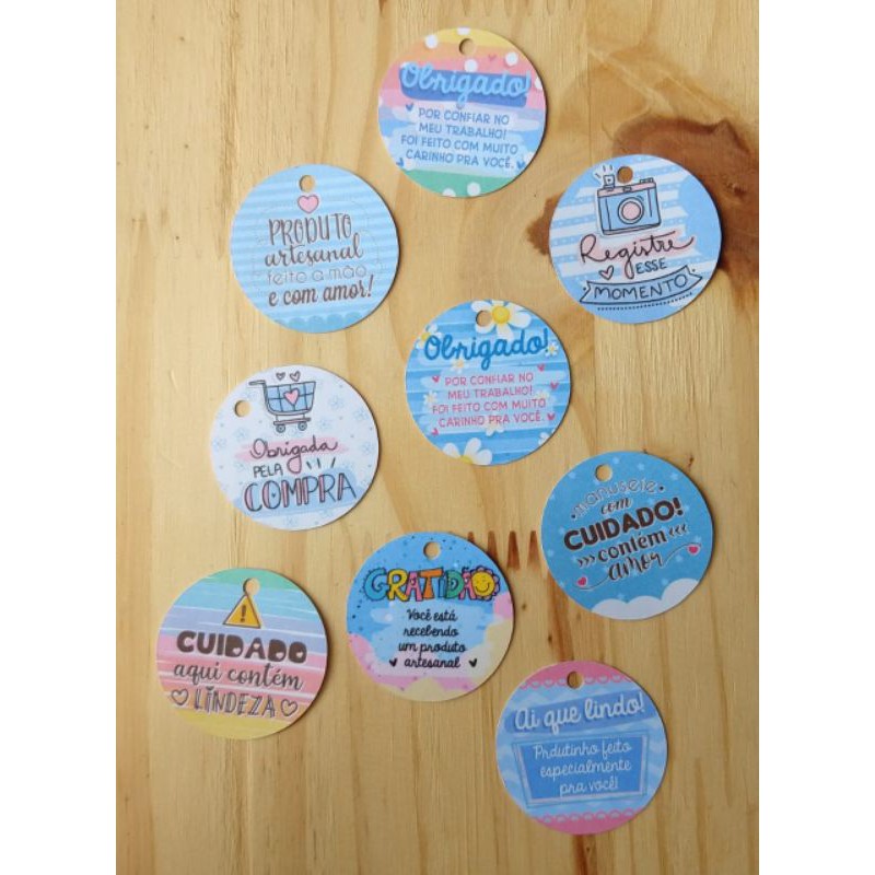 48 Tags Tons de Azul 4cm | Shopee Brasil