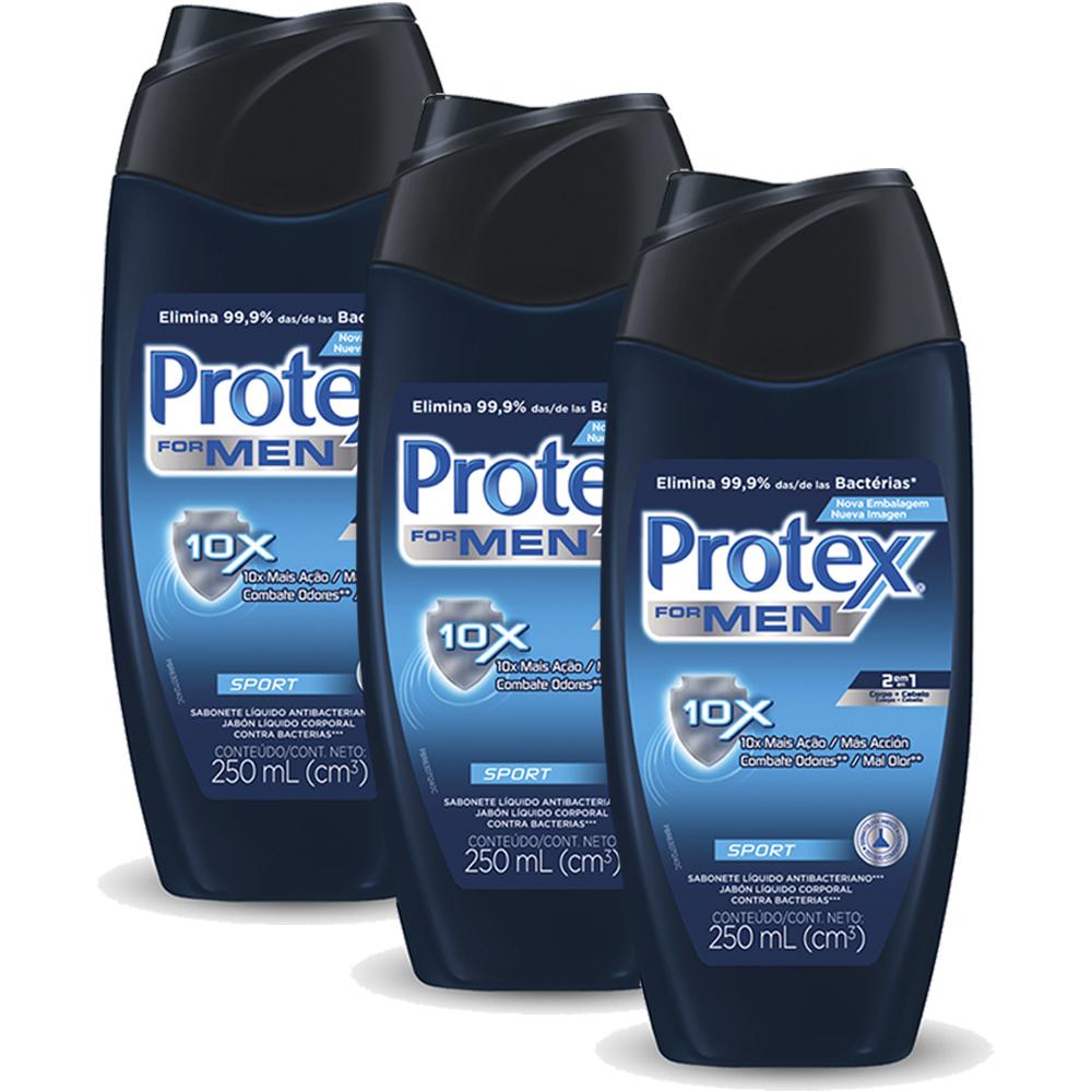 Kit Sabonete Líquido Protex Men Sport 250ml com 3 unidades - Beauty