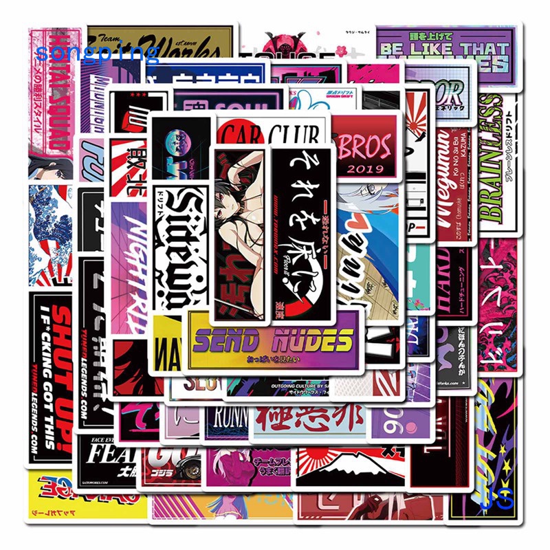 Songping 66PCS Japan Racing Style JDM Modification Sticker For Suitcase