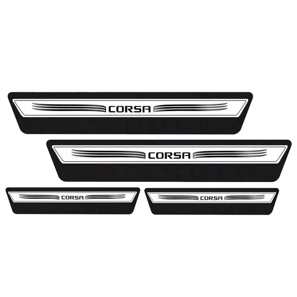 Kit 8 Peças Soleira Adesivo Porta Compativel com Corsa Hatch Sedan - Prata