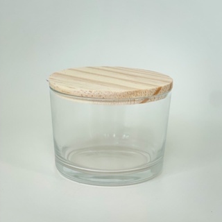 02 Copo de vidro Nadir com tampa de madeira para vela em Oferta na Shopee