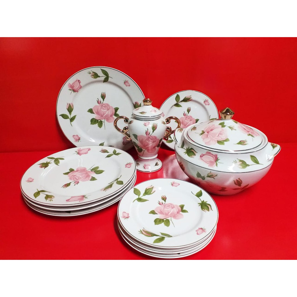 Iba Iansa Flor Rosa 10 Pçs Porcelanas Trad.