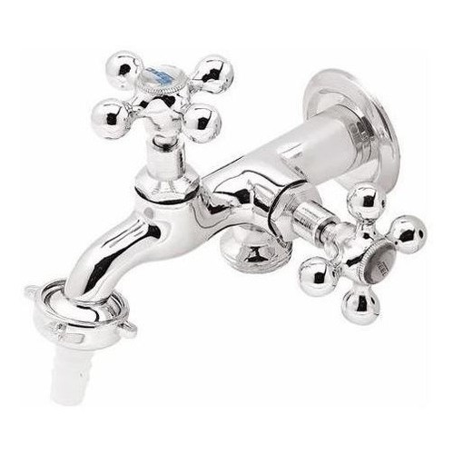 Torneira Metal Dupla Saída Para Tanque E Maquina De Lavar Roupa Parede