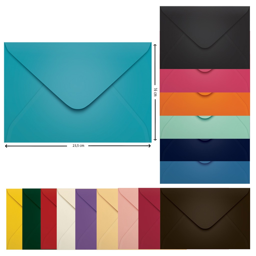 Envelope Convite Colorido Festas Casamento Chá de Bebê Aniversário 160x235 Scrity 100 Unidades em Oferta na Shopee