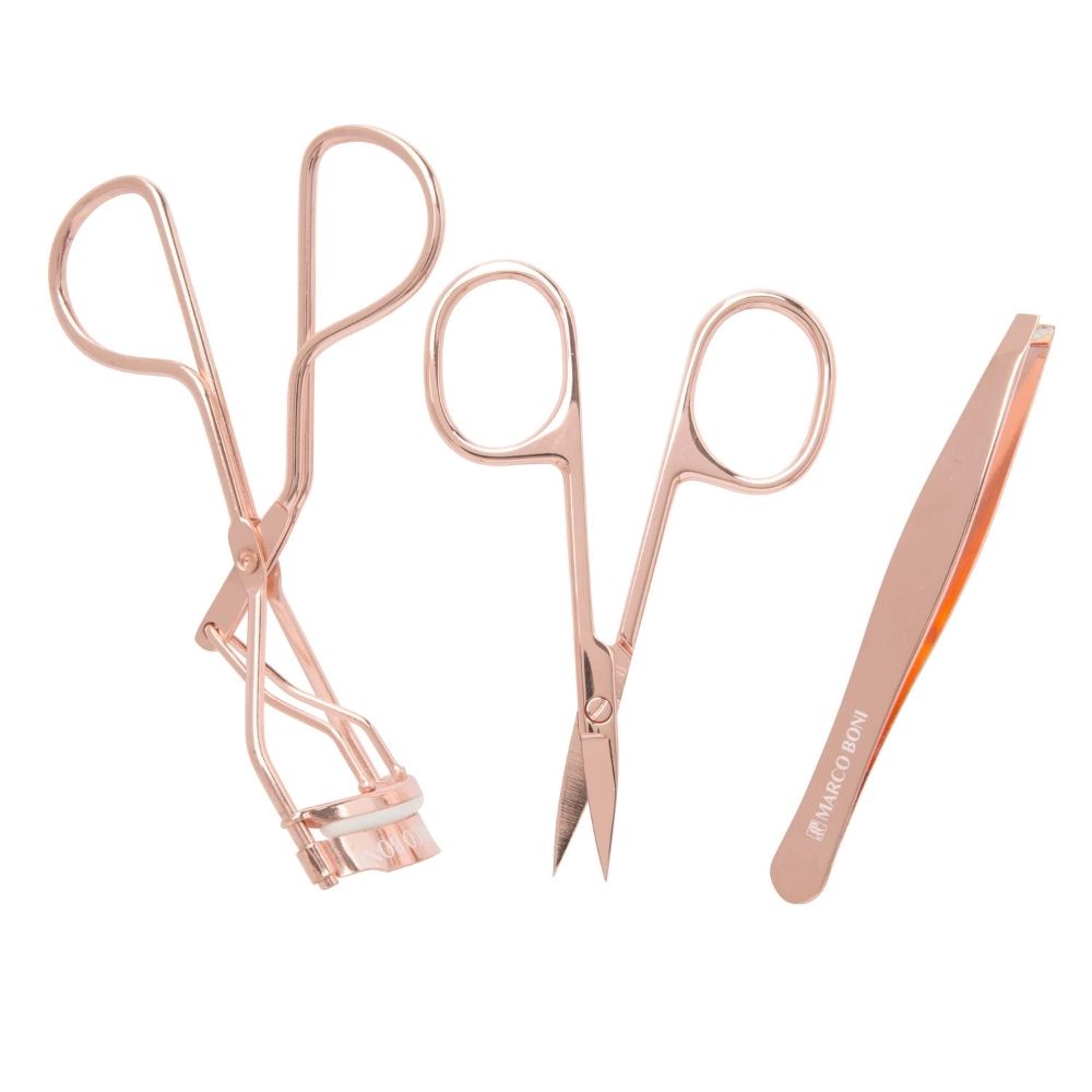 Kit Rose Golden Pinça Tesoura Curvador De Cílios Marco Boni