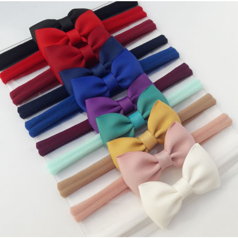 Kit 10 Faixas/Tiaras de cabelo para bebê Laço Gravatinha Simples