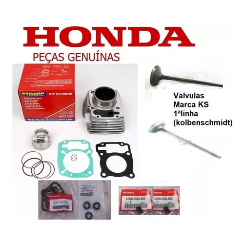 Kit Cilindro Motor Fan 125 09.. Bros 125 2013 a 2015 (retentor Original+valvulas Ks)