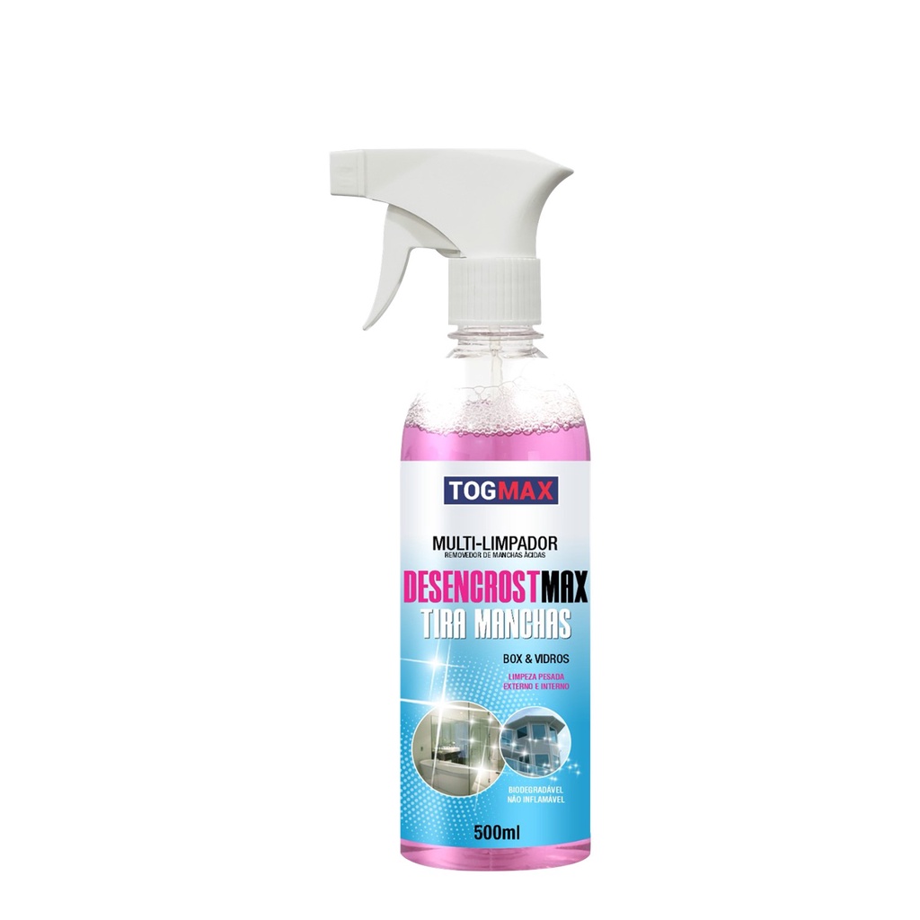 Desencrost Max 500ml Tira Manchas, Desengordura Limpador p/ Vidros, Espelhos, Box, Janelas em Oferta na Shopee