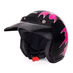 Capacete Aberto Taurus Wind Tecno Femme Preto brilhante e Pink com Viseira