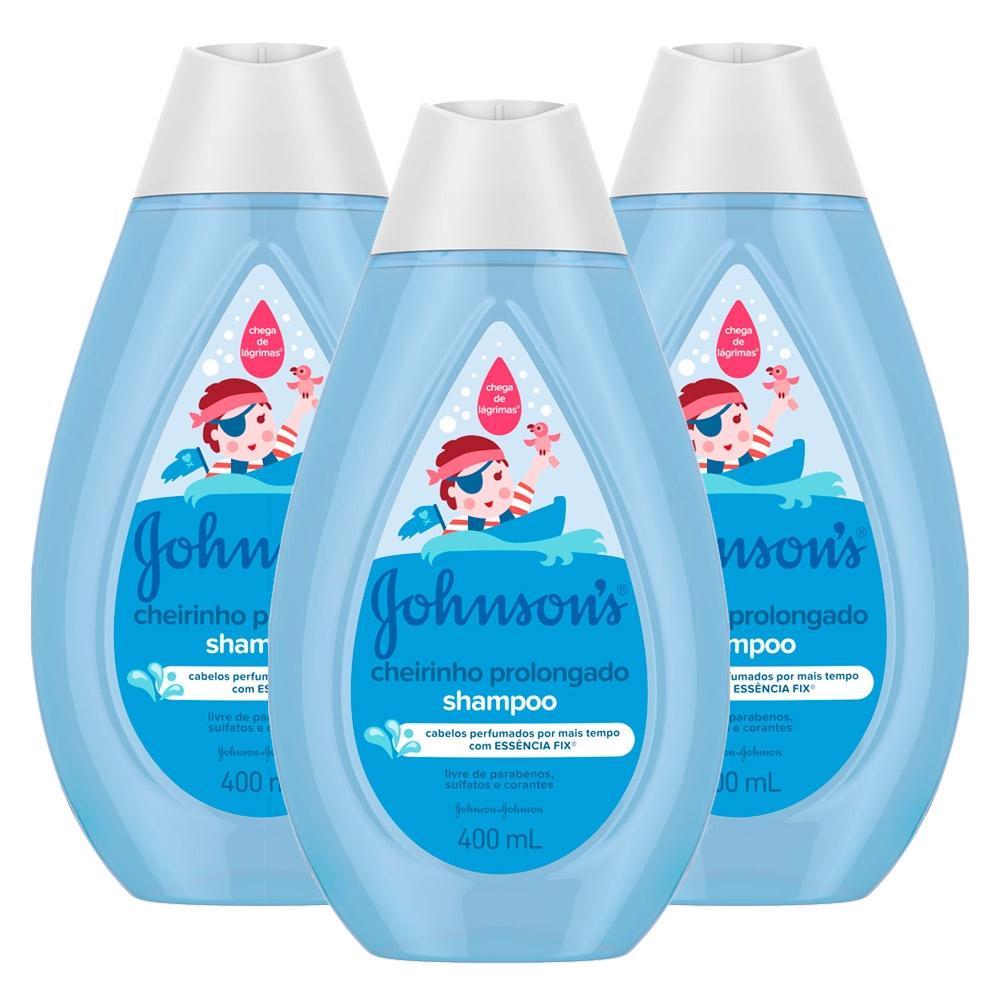 Kit com 3  Shampoos Johnsons Baby Cheirinho Prolongado 400ml em Oferta na Shopee
