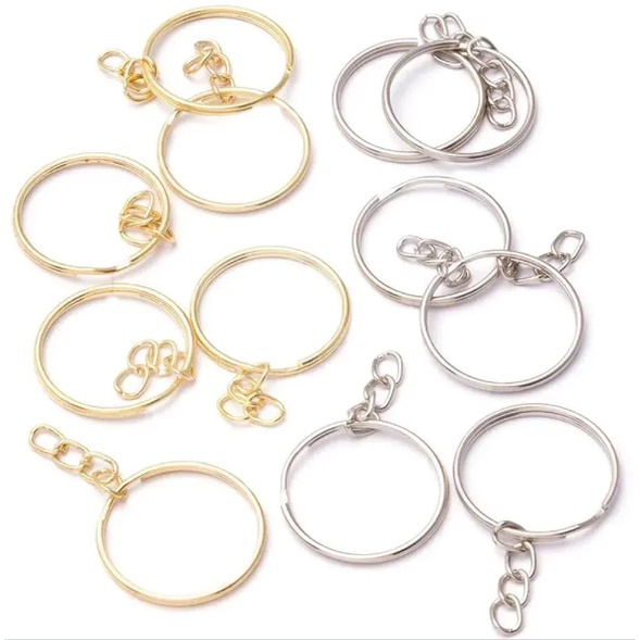 Argola para Chaveiro com corrente - Pacote com 100