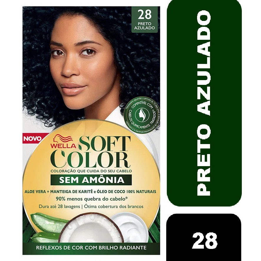 Coloração Soft Color Sem Amônia 28 - Preto Azulado em Oferta na Shopee
