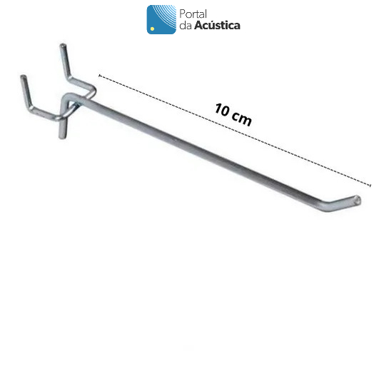 Kit Chapa Perfurada Reta Pegboard Eucatex Cor Branco Glacial 120 x 60 cm + 10 Ganchos de 10cm