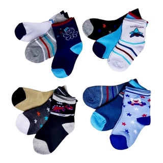 Kit 3 pares de meias Infantil Menino cano longo Coloridas e de algodão