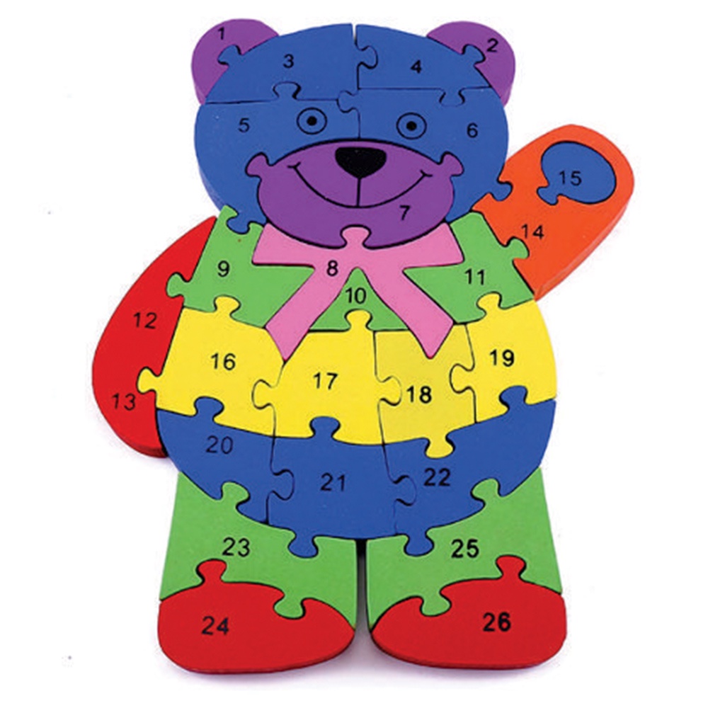 Quebra-cabeça Madeira Infantil Educativo Montessori Animal Urso Com 26 Peças Numeradas em Oferta na Shopee