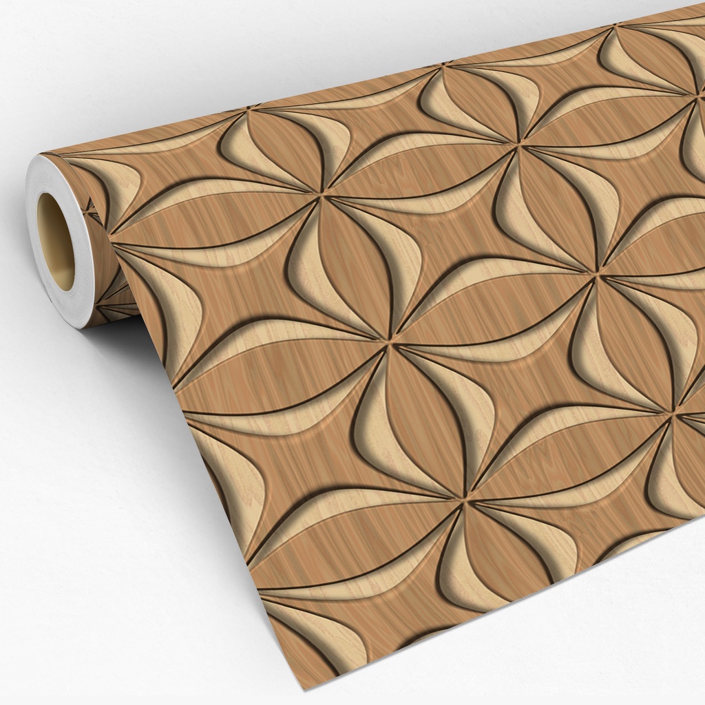 Papel de Parede Adesivo Lavável Decoração Madeira Com Desenho De Estrela 3D Quarto Sala - Pro Decor