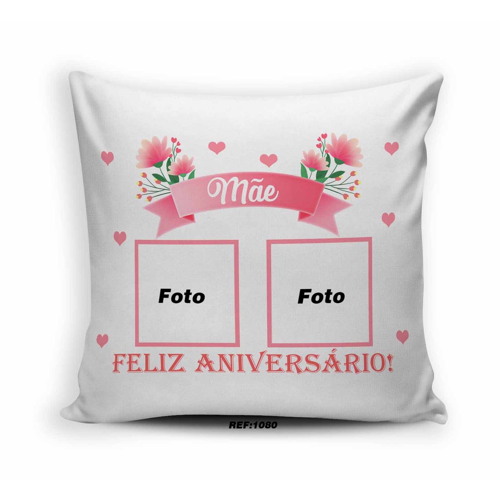 almofada personalizada de presente para mãe de feliz aniversário com foto