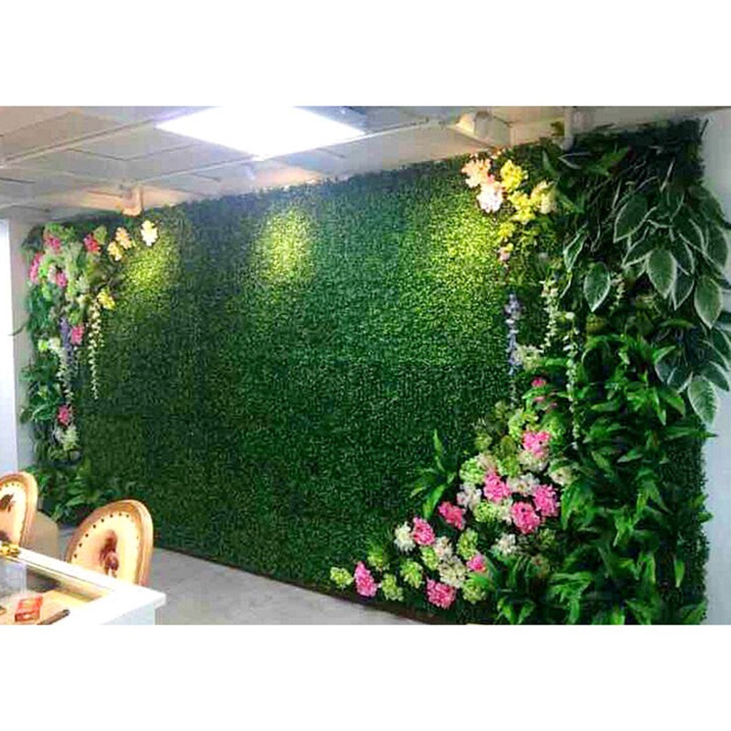 Planta Artificial Com Fundo De Grama Artificial Para Decoração De Parede /  Casa | Shopee Brasil