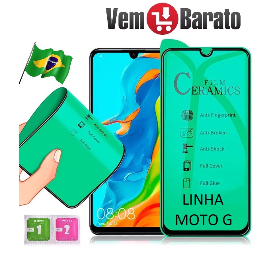 Película Cerâmica P/ Motorola Toda Linha G, Não Quebra, 3D 9D, Transparente, Flexível, Anti-risco e Resistente à Quedas, A Melhor. G8, G9, G10, G20, G30, G31, G41, G50 5G, G60, G60S, G71 5G, G100 5G, G200 5G, Moto G 5G (novo), Moto G 5G Plus (novo).