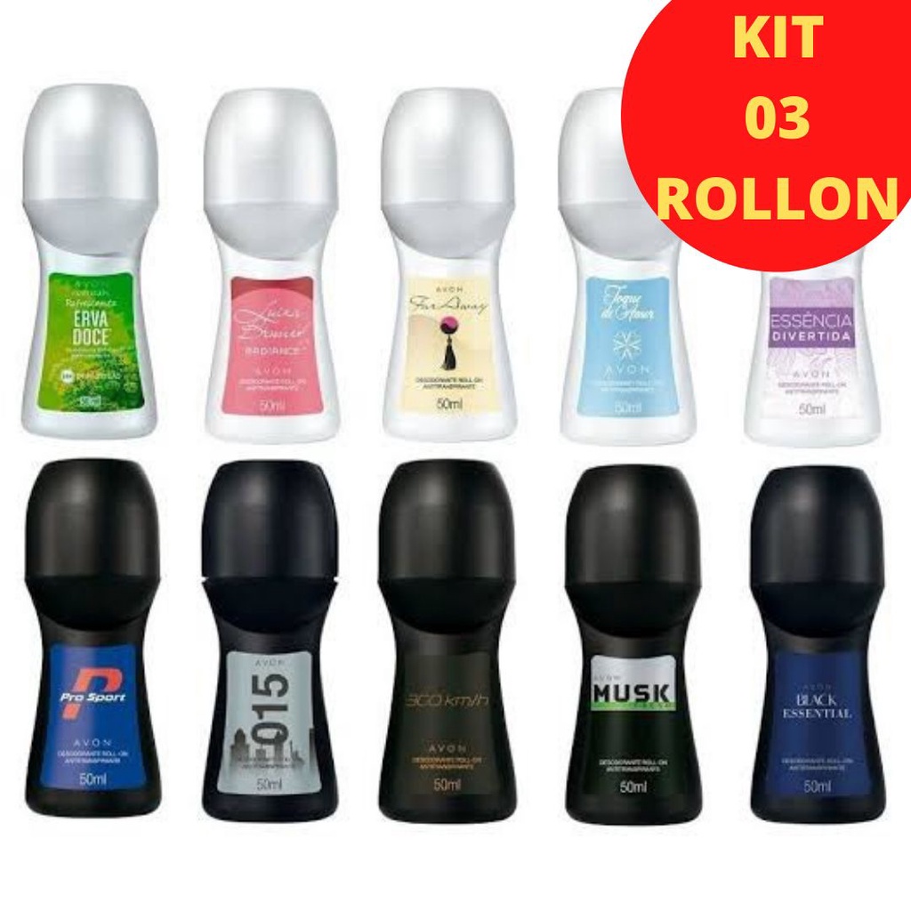 Kit 3 Desodorantes Roll On Avon Masculino ou Feminino 50ml