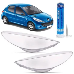 PAR Lente do Farol Peugeot 207 2009 2010 2011 2012 2013 + Adesivo