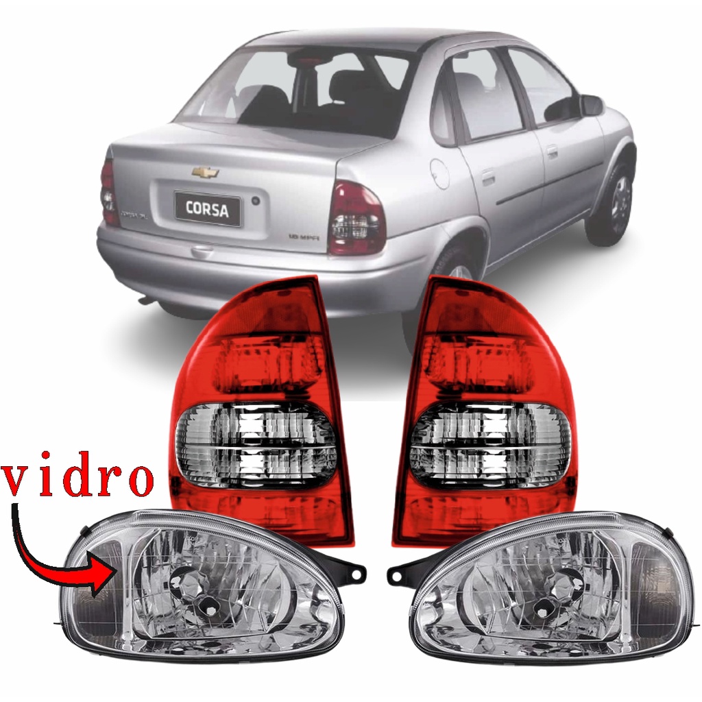 Par Farol + Lanterna Traseira Corsa Classic Sedan 2001 a 2009 Life Spirit 2002 2003 2004 2005 2006 2007 2008 serve 96/99