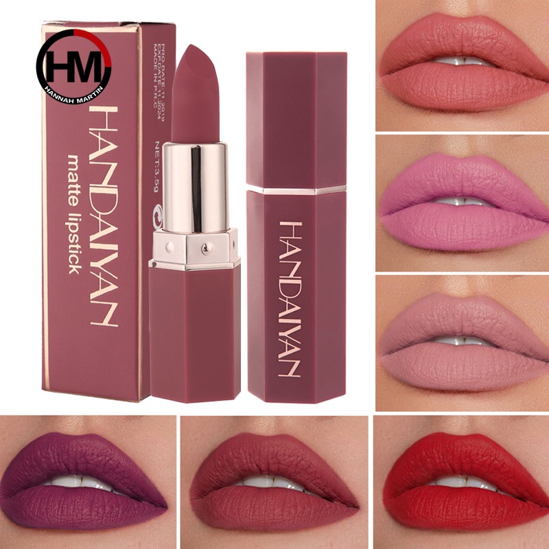 Handaiyan 6 Cores Fosco A Prova D'água Veludo Nude Sexy Batom Para Maquiagem