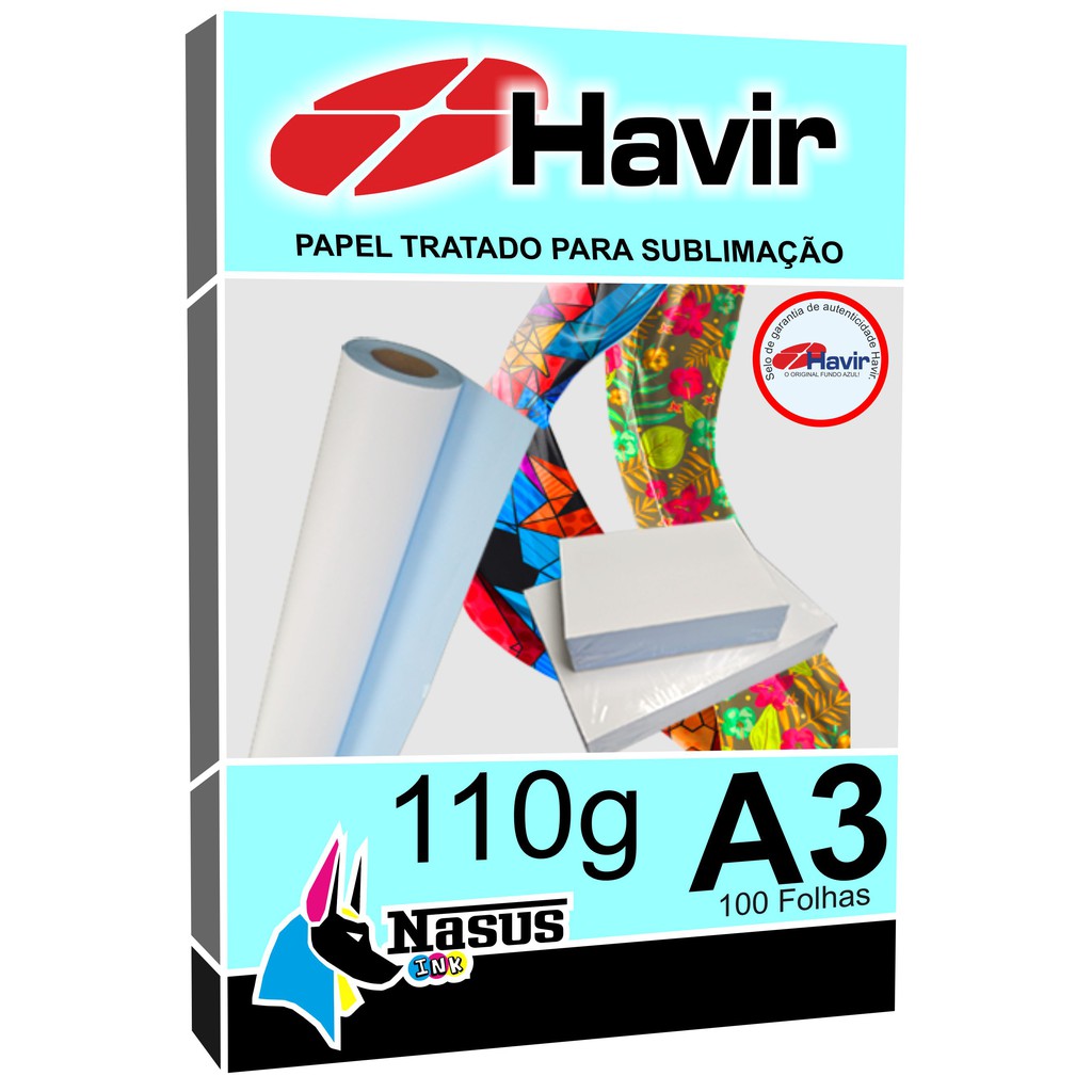 100 folhas Papel Havir Sublimático A3 Fundo Azul 110g sublimação