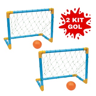 Kit 2 Trave Golzinho Futebol Rede e Bola brinquedo Para Crianças