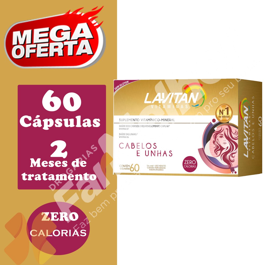 Lavitan Cabelos e Unhas 60 Capsulas | Shopee Brasil