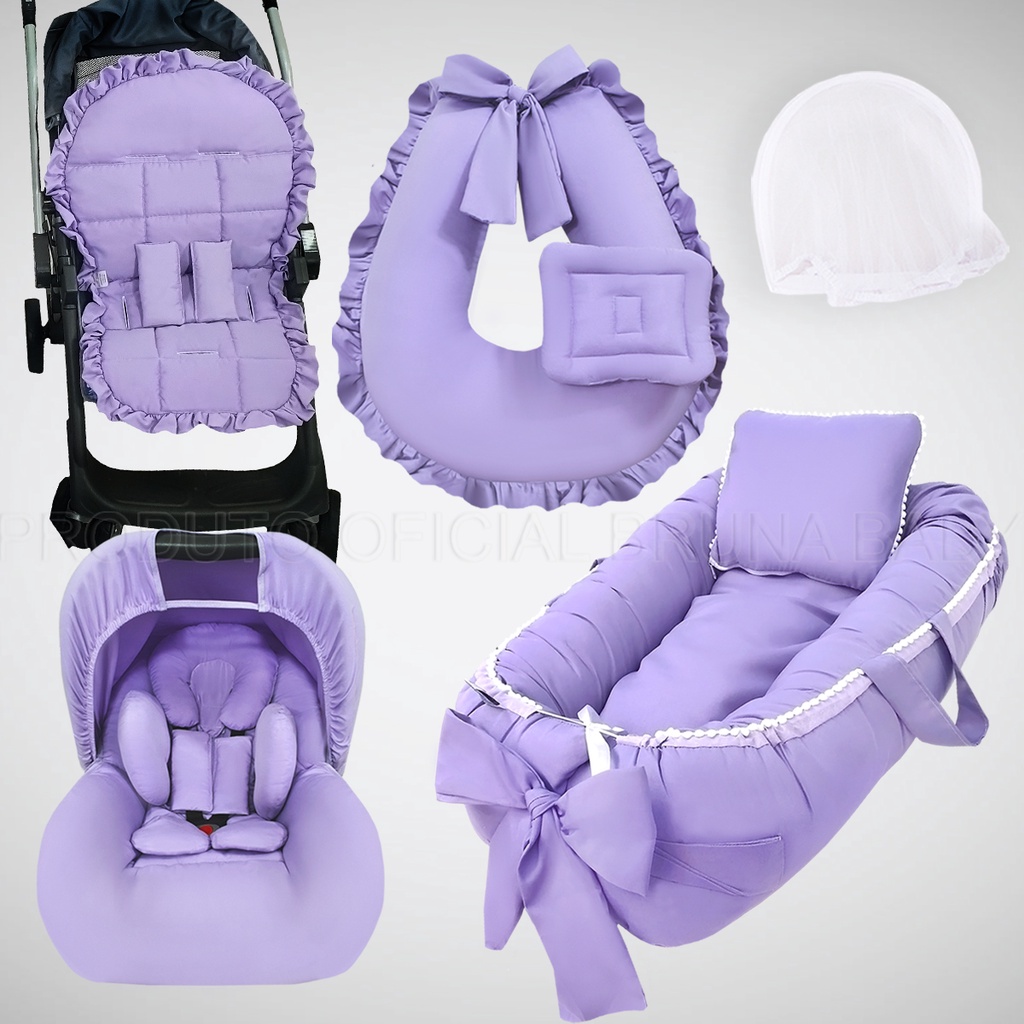 Capa de Bebe Conforto com redutor + capa de carrinho + Ninho redutor com Mosquiteiro + almofada amamentar com apoio para amamentação